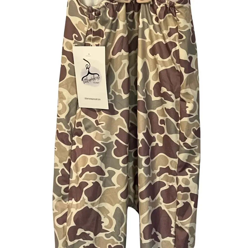 LittleMonkeysCloset Boutique Camo Overalls Deer Pocket NWT 3T